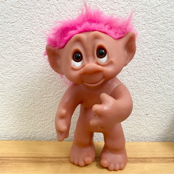 Rare Vintage 1985 Thomas DAM Troll 9" Doll Pink Hair Tuxedo Made In Denmark - Picture 10 of 12